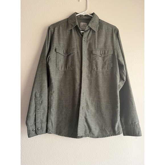 Ascend Other - Ascend Men's Sea Pine Green Shirt Herringbone Slub Long Sleeve Button Down Small